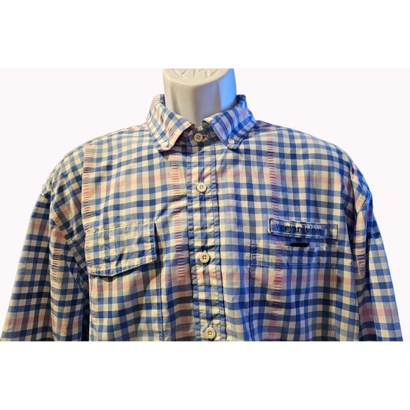 Mens Vineyard Vines Performance Harbor Shirt Fishing Pink Blue Gingham sz XL - Picture 2 of 12